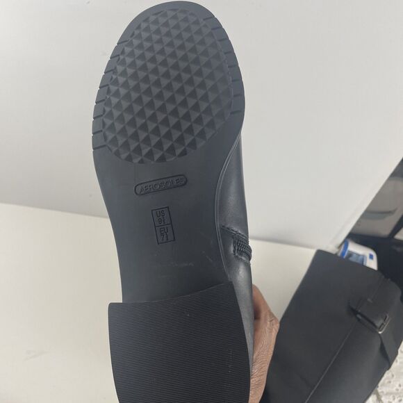 Aerosoles Black Leather Stretch Knee Boots Override Women’s Sz 9.5M - Picture 4 of 6